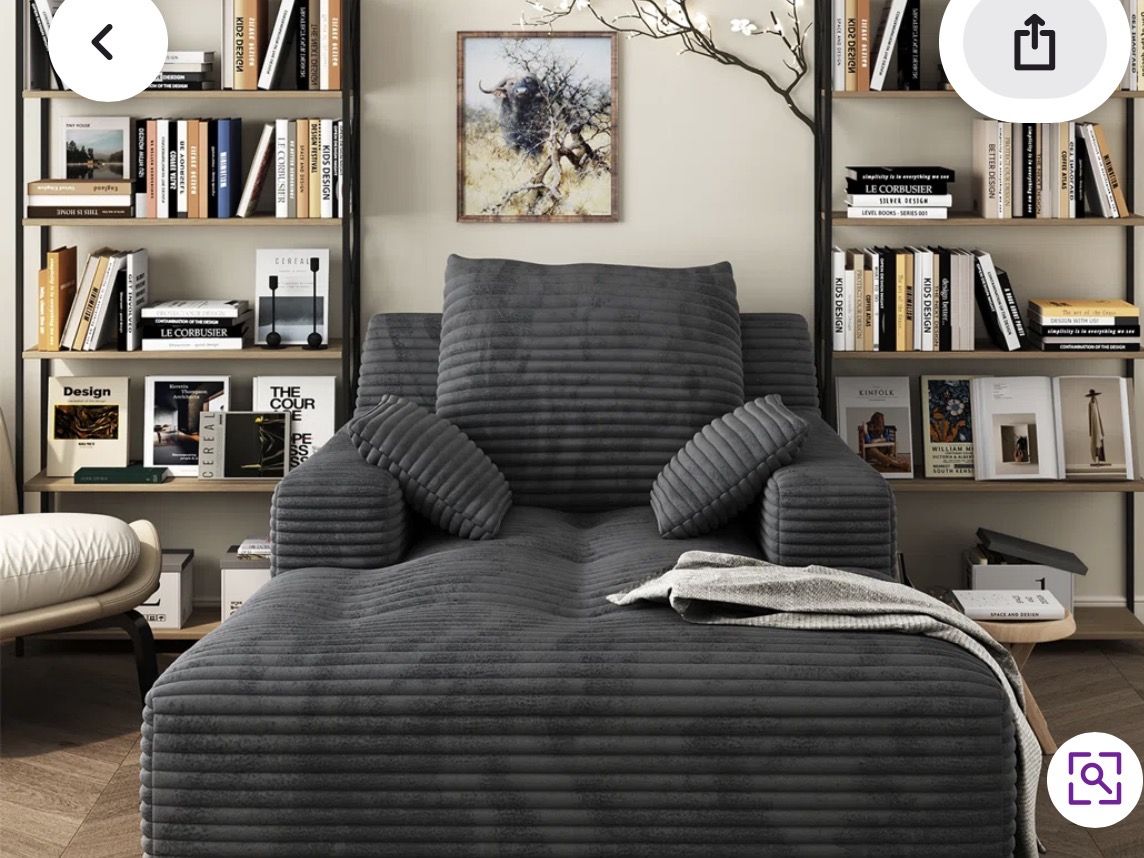 Oversized Corduroy Cloud Plush Upholster Floor Sofa with Back and Arm Cushions, No Assembly Required