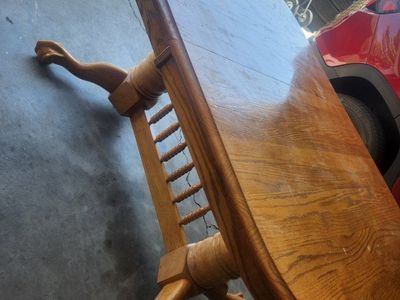 Vintage Solid Oak Extension Dining Table with Claw Feet and 2 Leaves