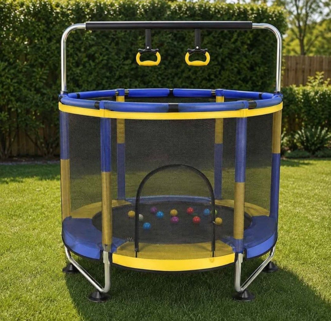 Kids Mini Trampoline with Enclosure Net and Handle Bar #142