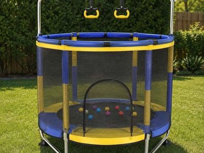 Kids Mini Trampoline with Enclosure Net and Handle Bar #142