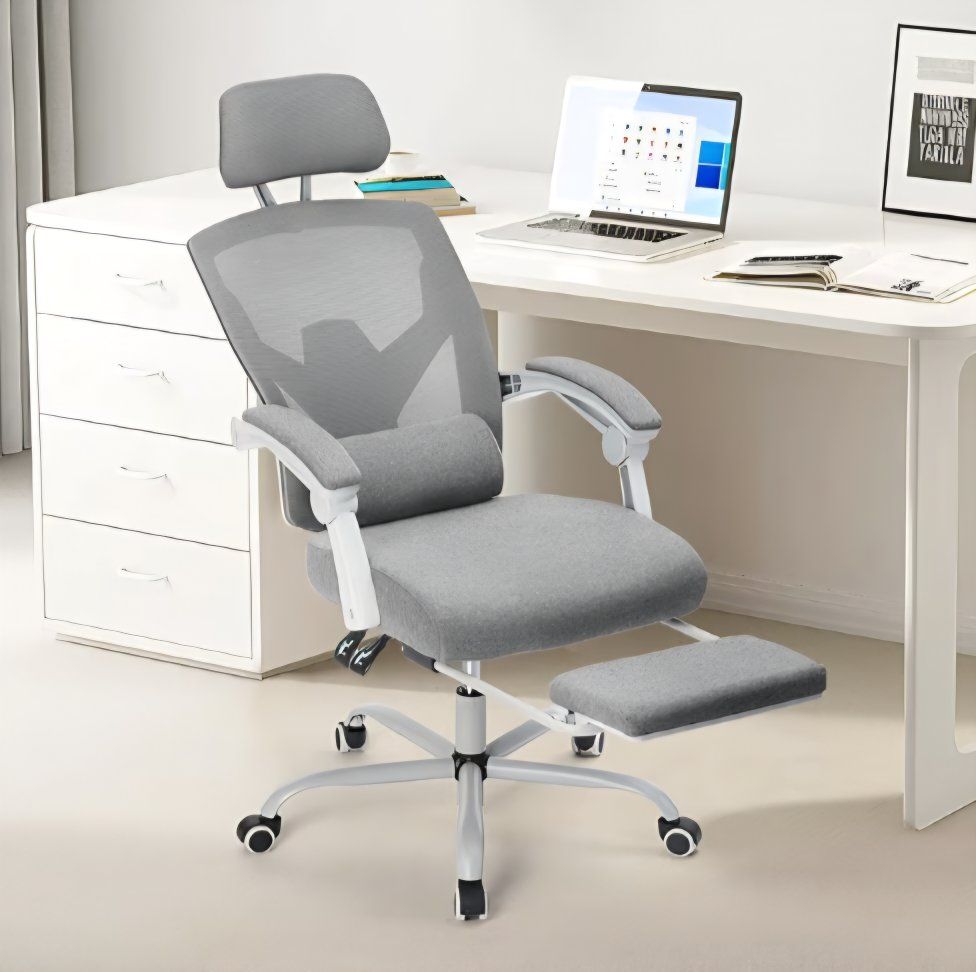 Sweetcrispy Office Computer Desk Chair with Footrest,Ergonomic High-Back Mesh Rolling Work Swivel Chairs with Wheels,Comfortable