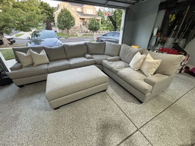 Living spaces Harper Down sectional sofa and ottoman