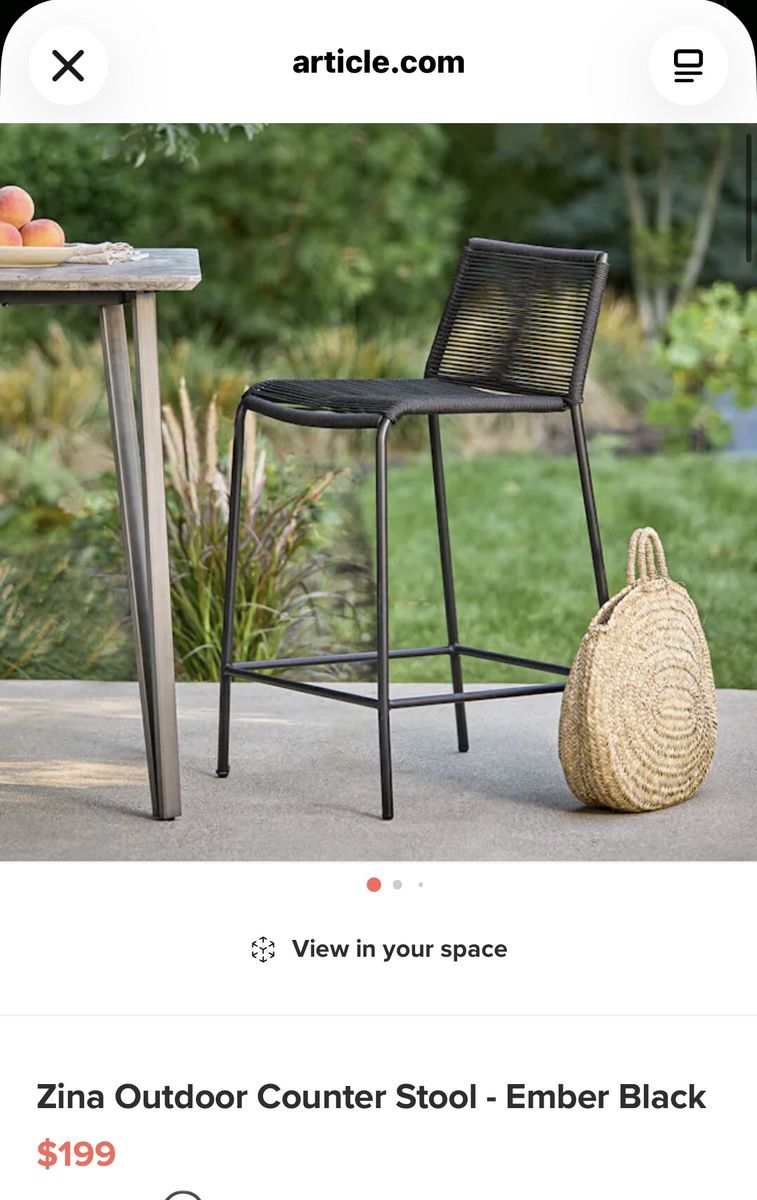 Article Zina Outdoor Counter Stool Ember Black (Set of 4)