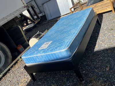 Serta Twin Size Blue Mattress and Black Wood Bed Frame