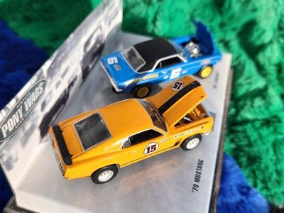Vintage Pony Wars Road Racing Diecast Cars '70 Mustang & '69 Camaro Set