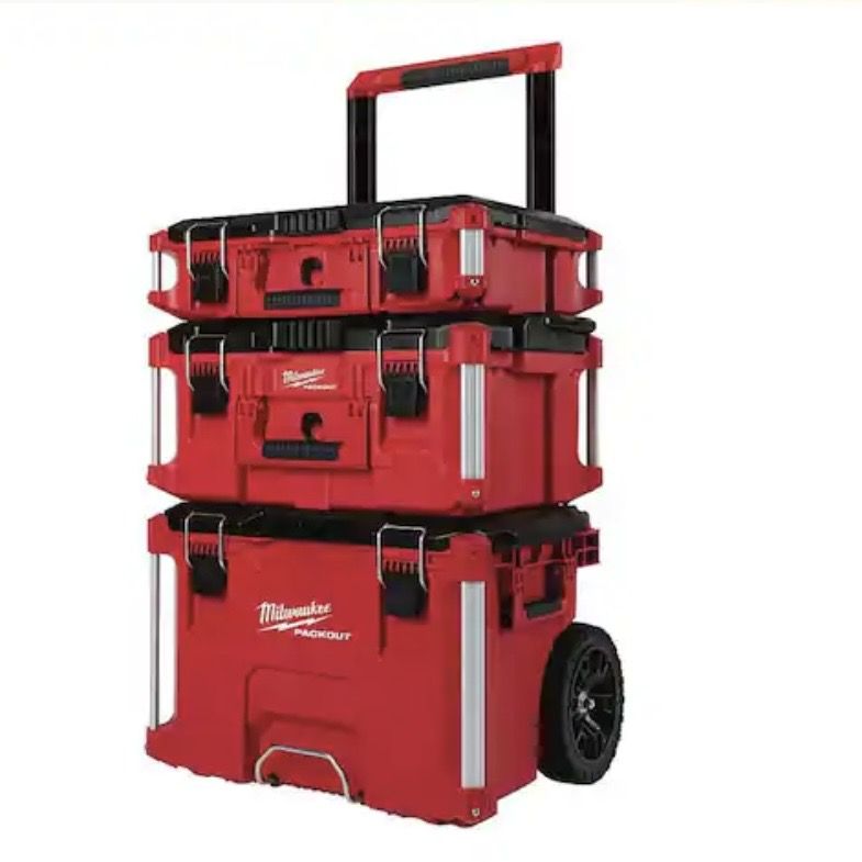 Milwaukee PACKOUT 22 in. Rolling Tool Box, 22 in. Large Tool Box and 22 in. Medium Tool Box ProSystem Low Profile Handle