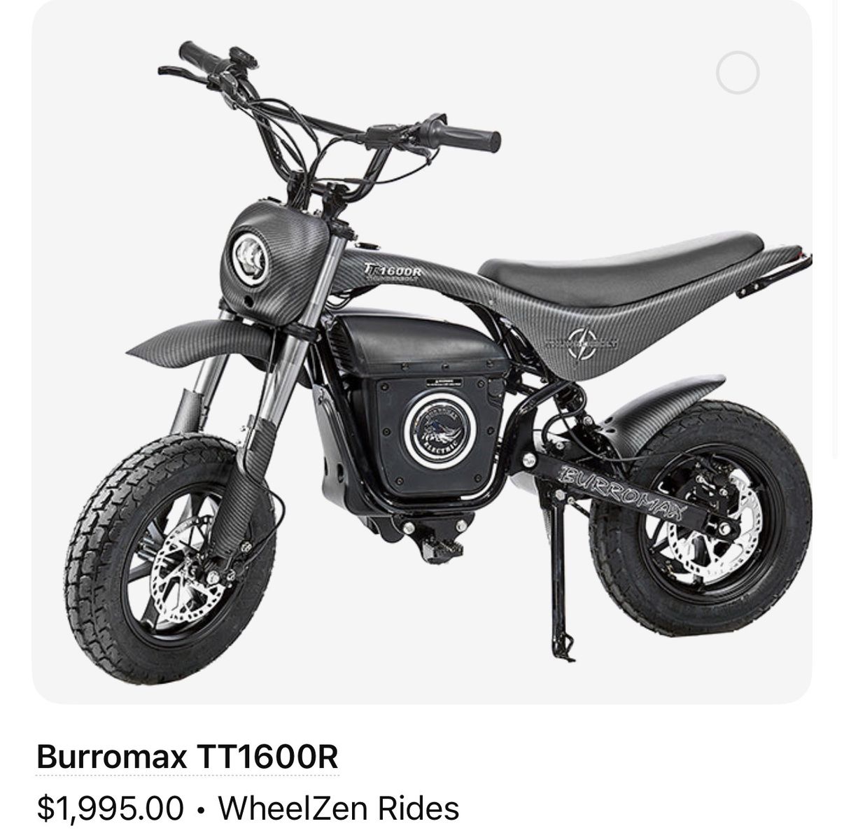Burromax TT1600R Electric Bike Motorcycle