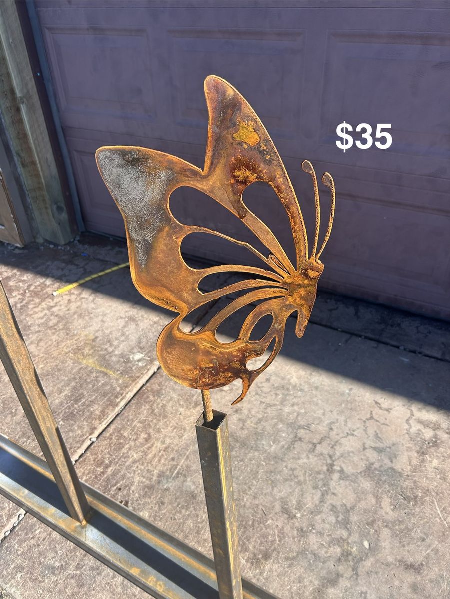 Metal yard art butterfly