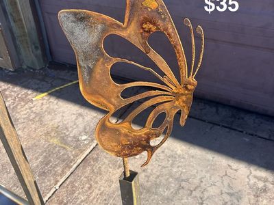 Metal yard art butterfly