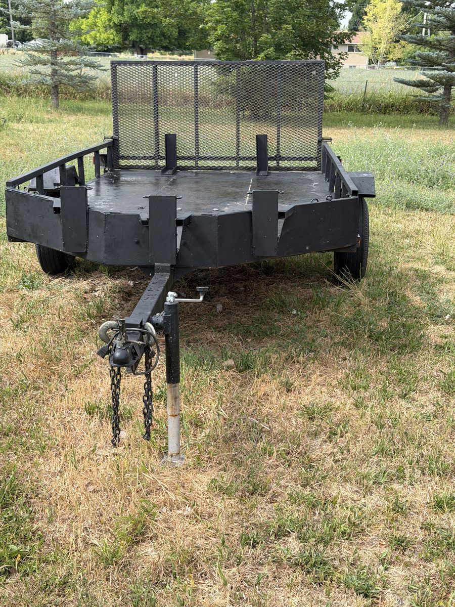 Motorcycle/Utility Trailer with Ramp - Black, Single Axle