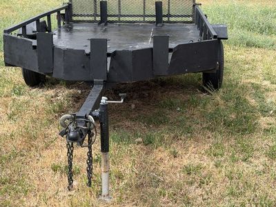 Motorcycle/Utility Trailer with Ramp - Black, Single Axle