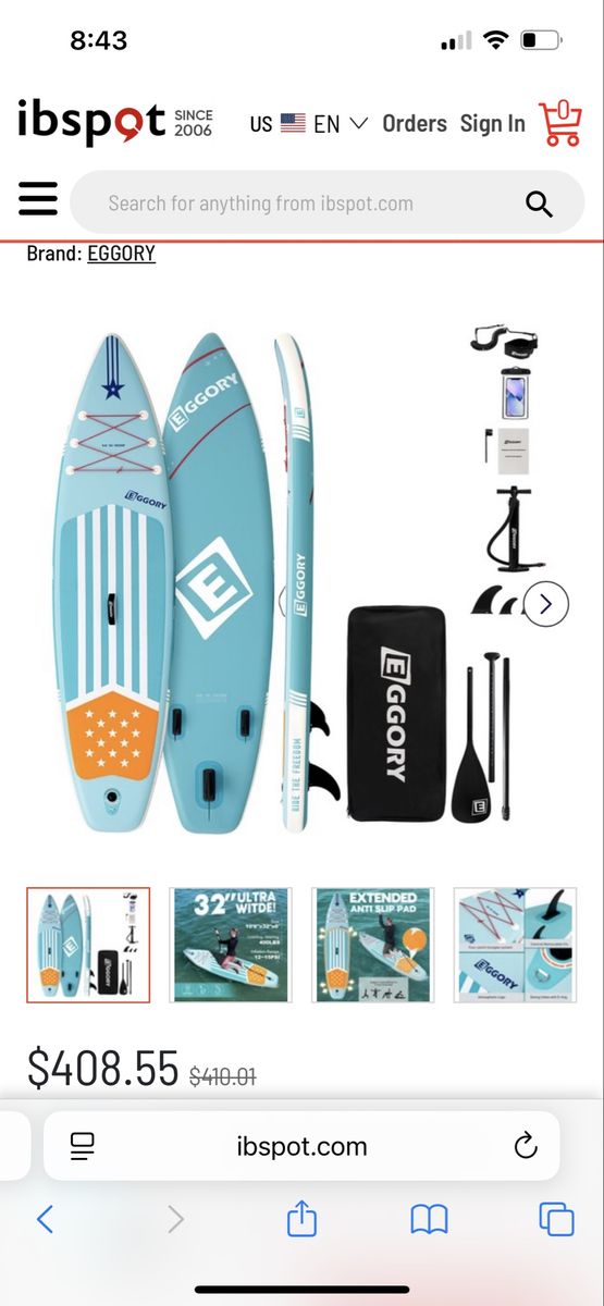 EGGORY Inflatable Stand Up Paddle Board (32" Ultra Wide) with Accessories, Carry Bag, Paddle, Pump