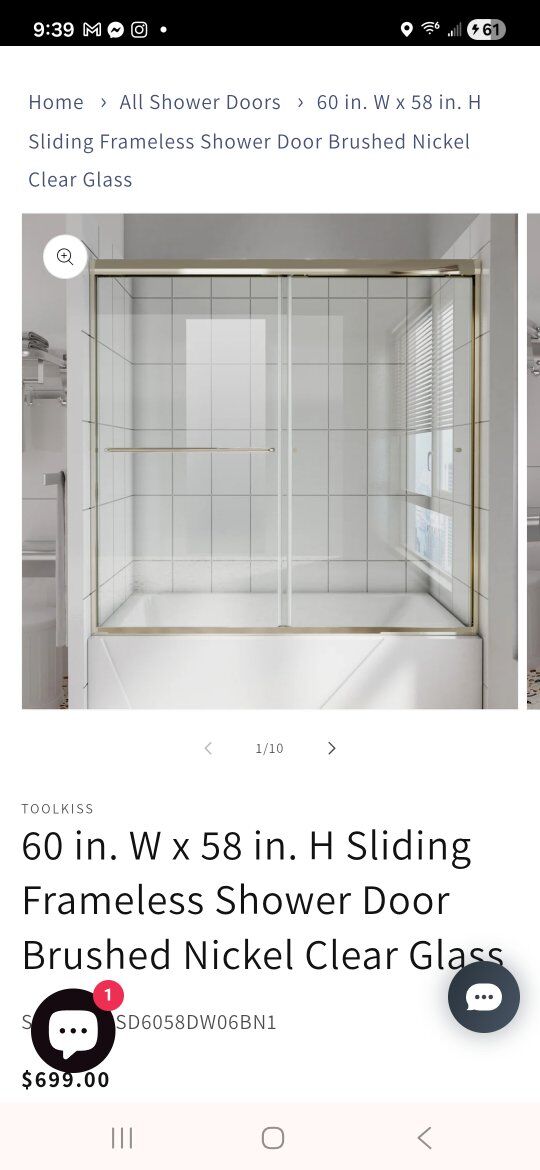 Shower Door 60 in x 58 in