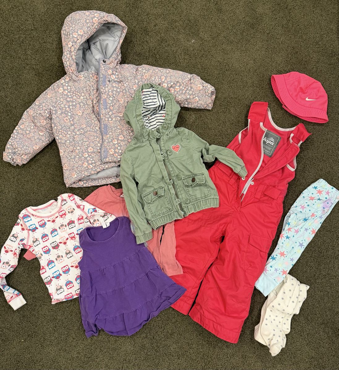 Girls clothes, winter coat, ski pants for 2 years old