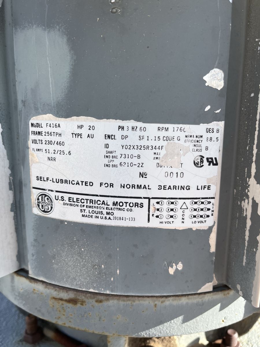 U.S. Electrical Motors 20 HP 3-Phase Irrigation Pump Motor Model F416A