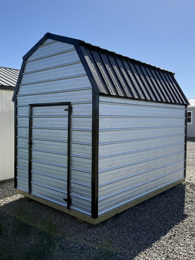 8x12 Shed with Metal Siding Silver/Black