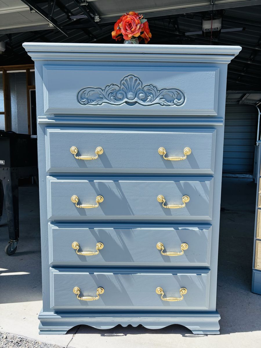 Gorgeous blue grey wood dresser