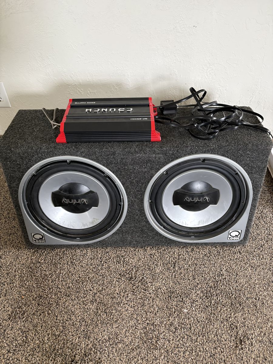 Dual 12 Infinity Subwoofers in Q Logic Box with Crunch GP-2500.1 Amplifier