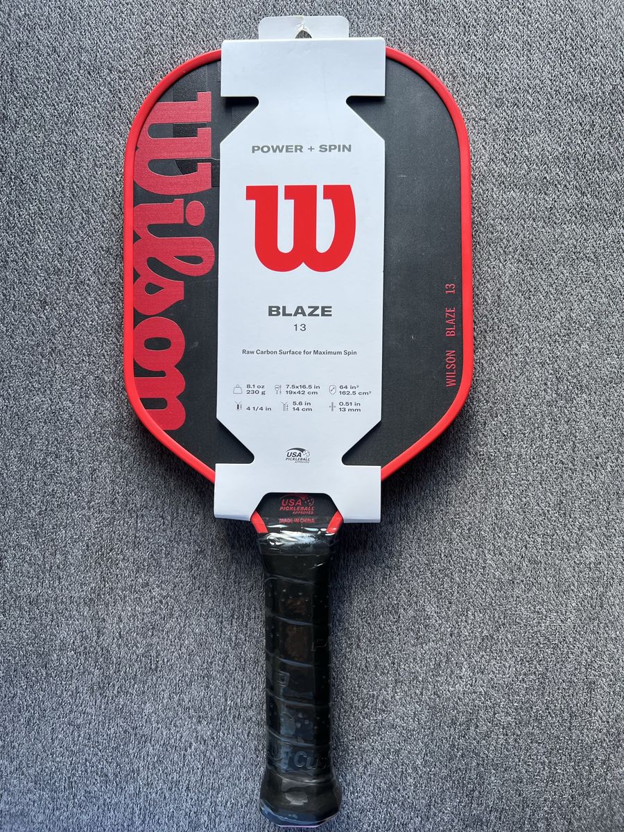 Wilson Blaze 13 Pickleball Paddle Power + Spin Raw Carbon Surface 8.1 oz Lightweight