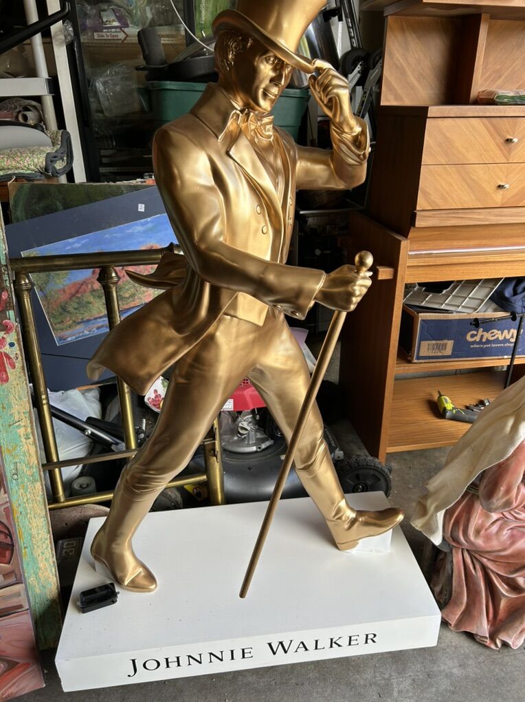 Johnnie Walker Store Display Statue Large Gold Color Iconic