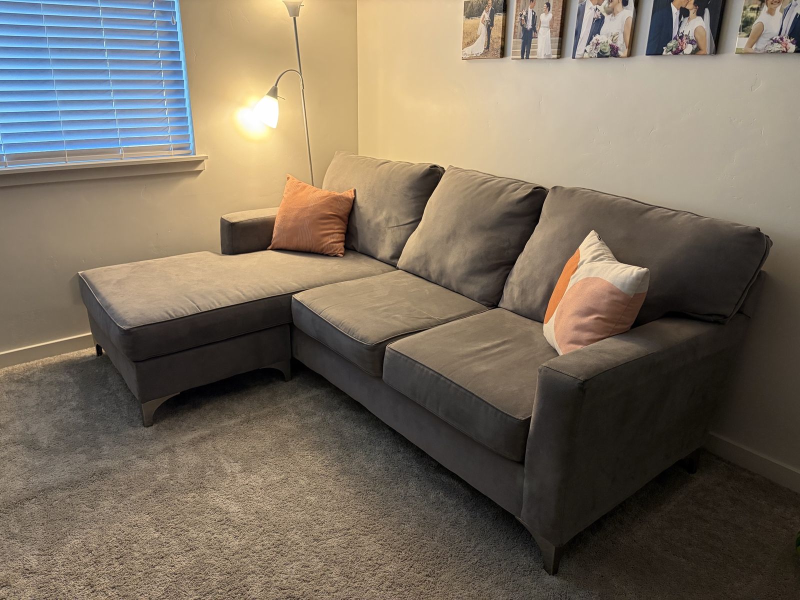 West Elm 2-Piece Grey Sectional Sofa with Reversible Chaise