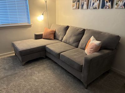 West Elm 2-Piece Grey Sectional Sofa with Reversible Chaise