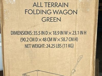 Member's Mark All Terrain Folding Wagon - Green, 35.5"D x 18.9"W x 23.1"H, New in Box