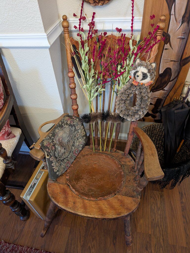 antique leather seat rocking chair
