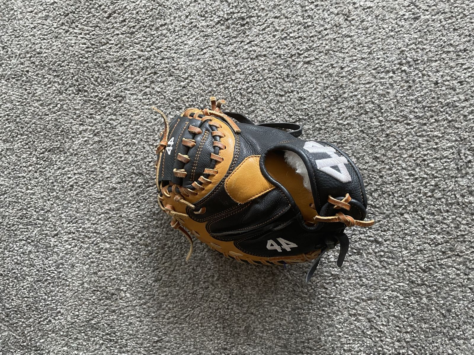 44 Pro Series Baseball Training Catchers Glove - Black & Tan Leather