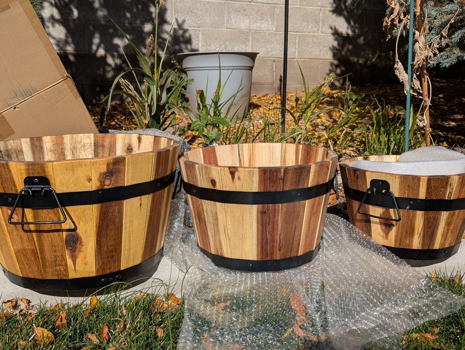 Wood Barrel Planters