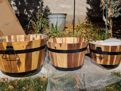 Wood Barrel Planters