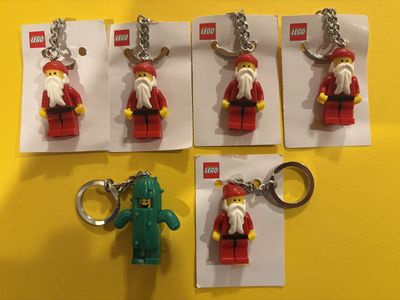 Lego Keychains - Five (5) Santa Claus keychains and one (1) Cactus keychain all for $15 (less than $3 each)