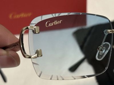 Cartier Big C Diamond Cut Green/blueFade Frameless Lens Silver Frame ( NEW With Tags )