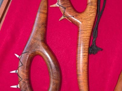 Hawaiian Lei o Mano Wooden Shark Tooth Club - Collectible Folk Art Weapon