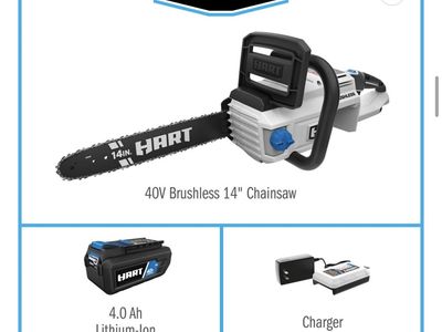 HART 40V Brushless 14" Cordless Chainsaw Kit with 4.0 Ah Battery and Charger