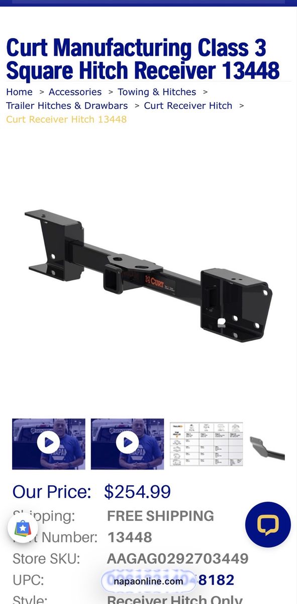 Curt Manufacturing Class 3 Square Hitch Receiver - Model 13448