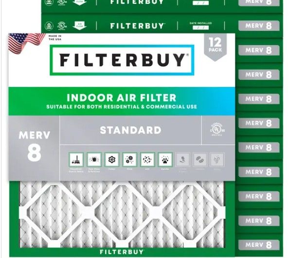 (12-Pk) 24" x 24" x 2" MERV 8 Pleated Air Filter