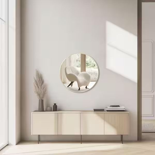 24" Round Gold Metal Framed Wall Mirror, Modern Decorative Accent Mirror for Entryway, Bathroom