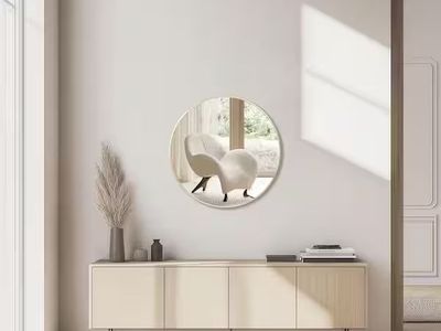 24" Round Gold Metal Framed Wall Mirror, Modern Decorative Accent Mirror for Entryway, Bathroom