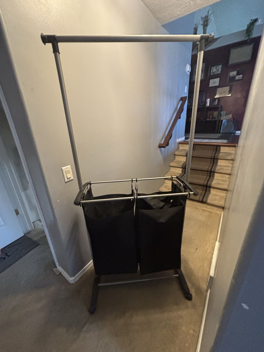 Rolling Laundry Hanger And Bins