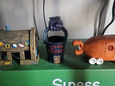 SpongeBob SquarePants Aquarium Ornaments Set - Krusty Krab, Chum Bucket & Submarine Bus