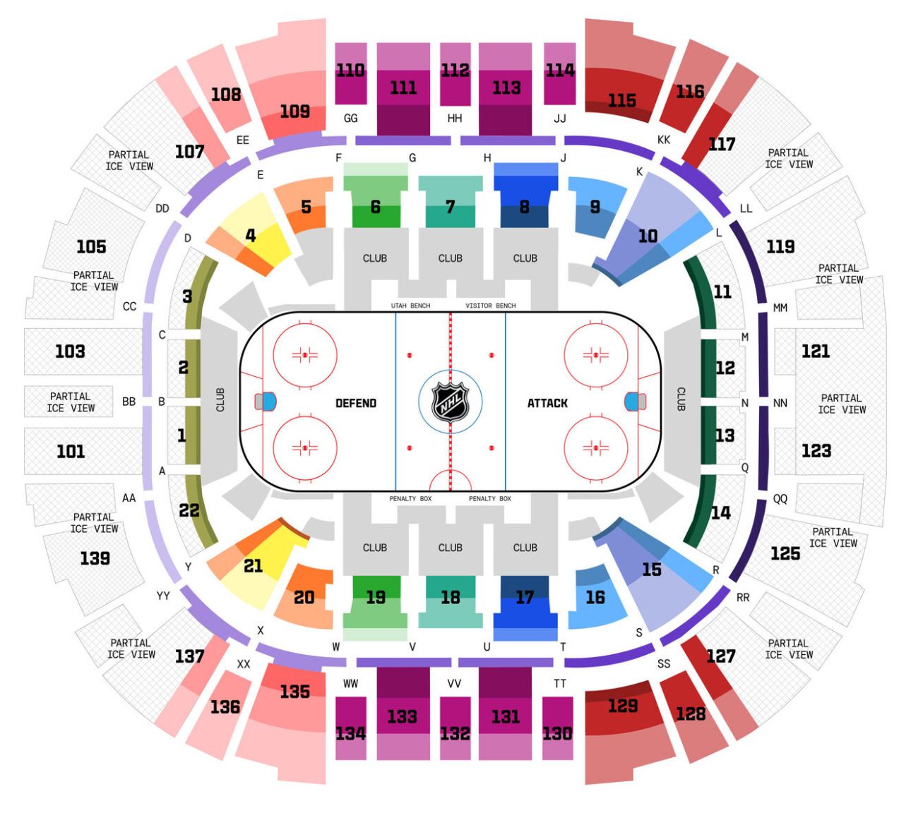 Utah Mammoth game 6, Friday 5/1, Great view of both goals.