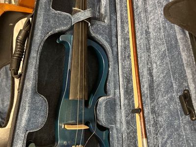 Electric Violin Blue with Case and Bow - Beginner/Intermediate Musical Instrument