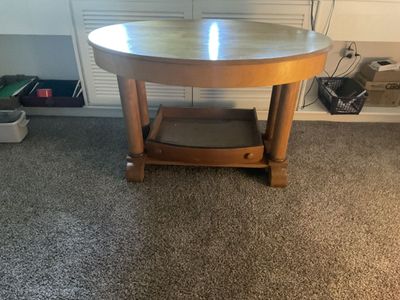 Vintage Solid Wood Oval Accent Table with Drawer - 47" x 28" x 29"