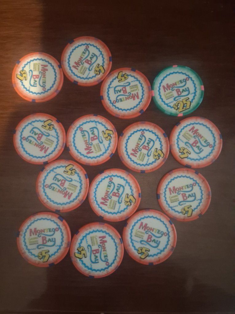  Montego Bay Casino Resort Chips Lot of 13 ($5 and $25 Denominations)