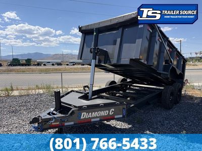 7x14 Diamond C LPT 207 Dump Trailer - 44" Sides - 15.5K GVWR - 14 Ply Tires, Hydraulic Jack(s), Long Arm Tarp