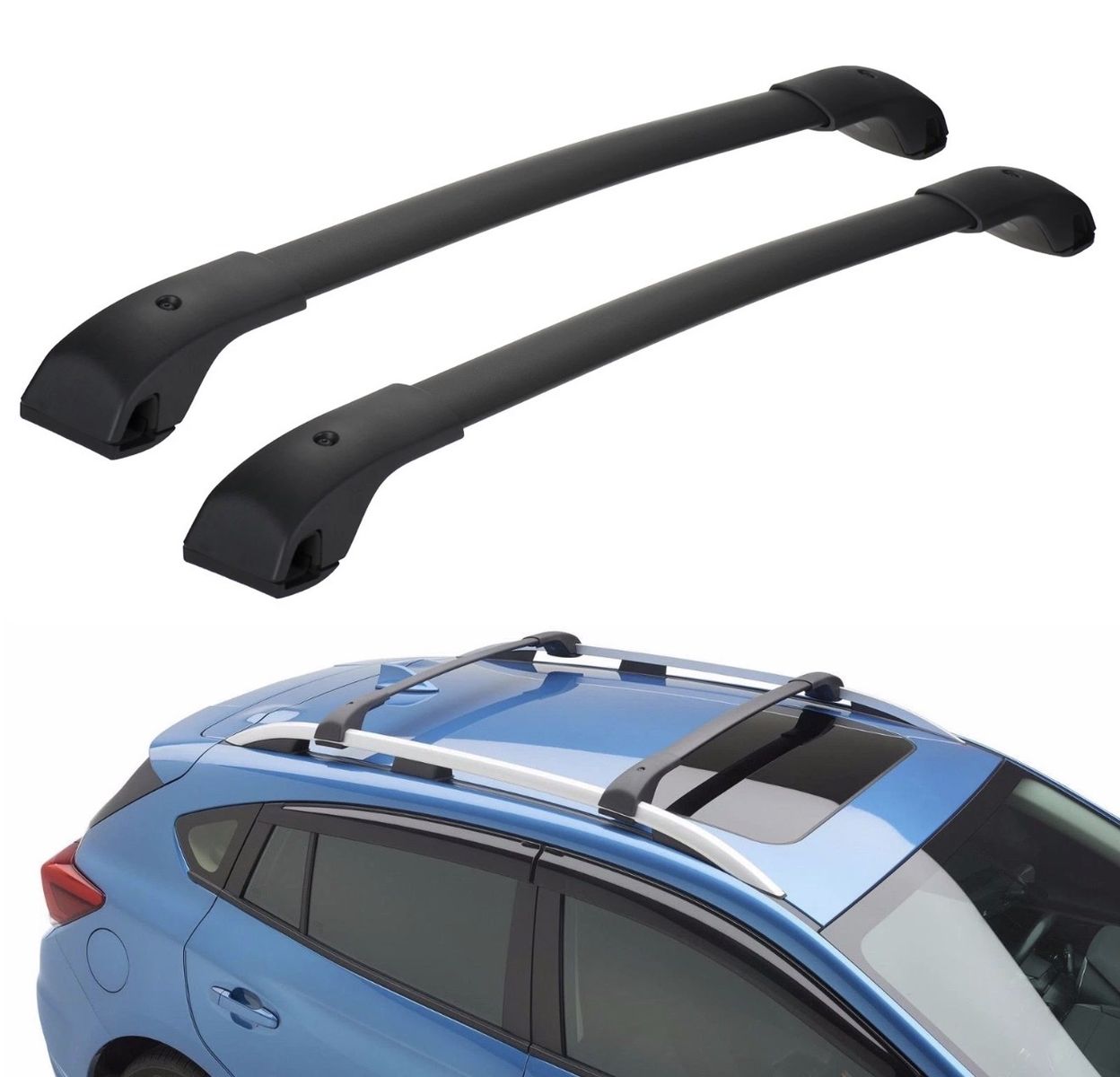 Subaru OEM Roof Rack Crossbar Kit E3610AS730 Black with Installation Tool & Manual (NEW)
