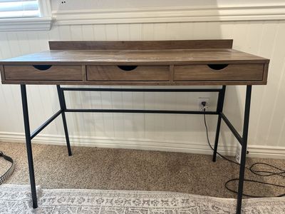 Industrial Style Writing Desk with 3 Drawers