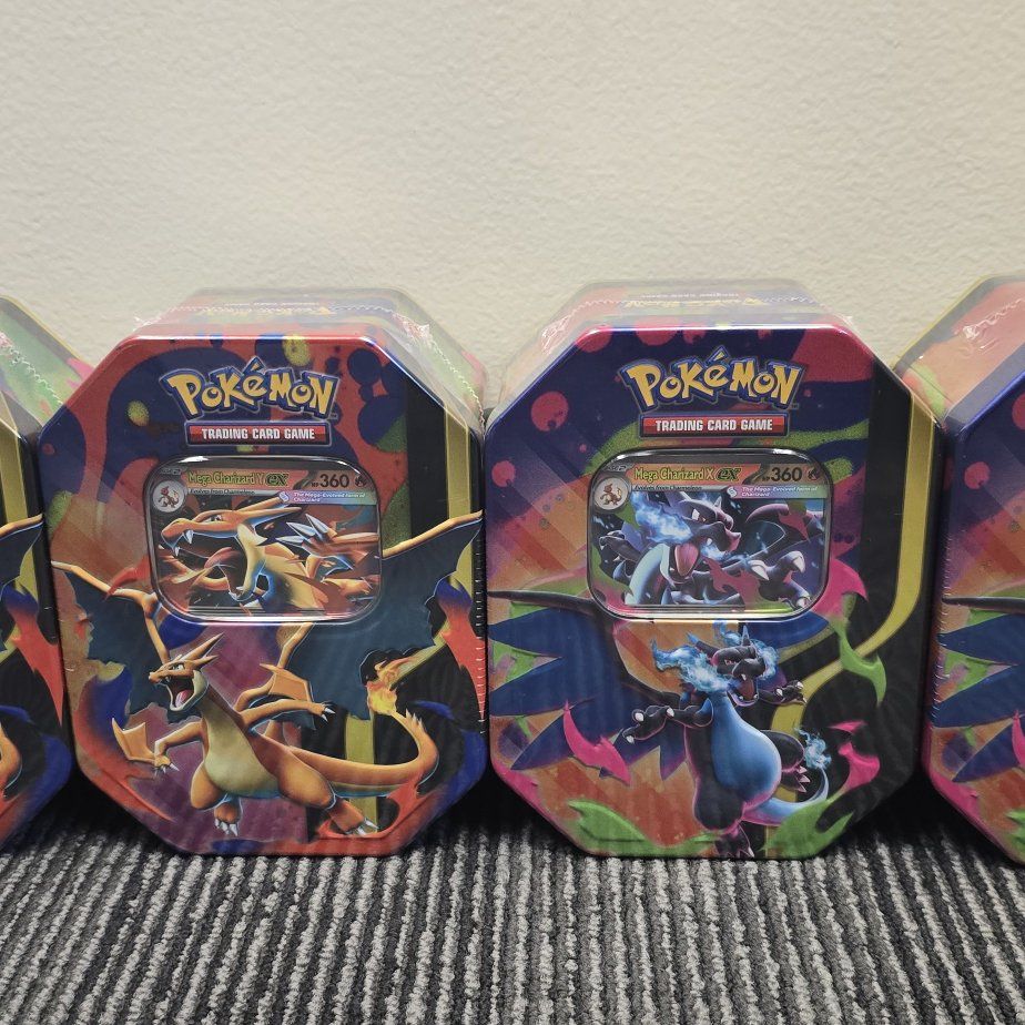 Pokemon TCG Mega Charizard X and Y EX tins
