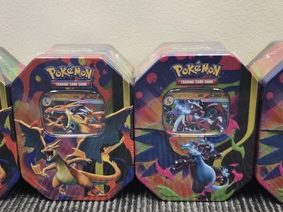 Pokemon TCG Mega Charizard X and Y EX tins
